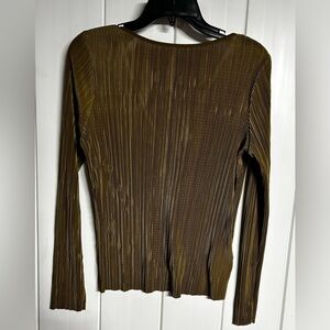 Calvin Klein Olive Green Ribbed Long Sleeve Top